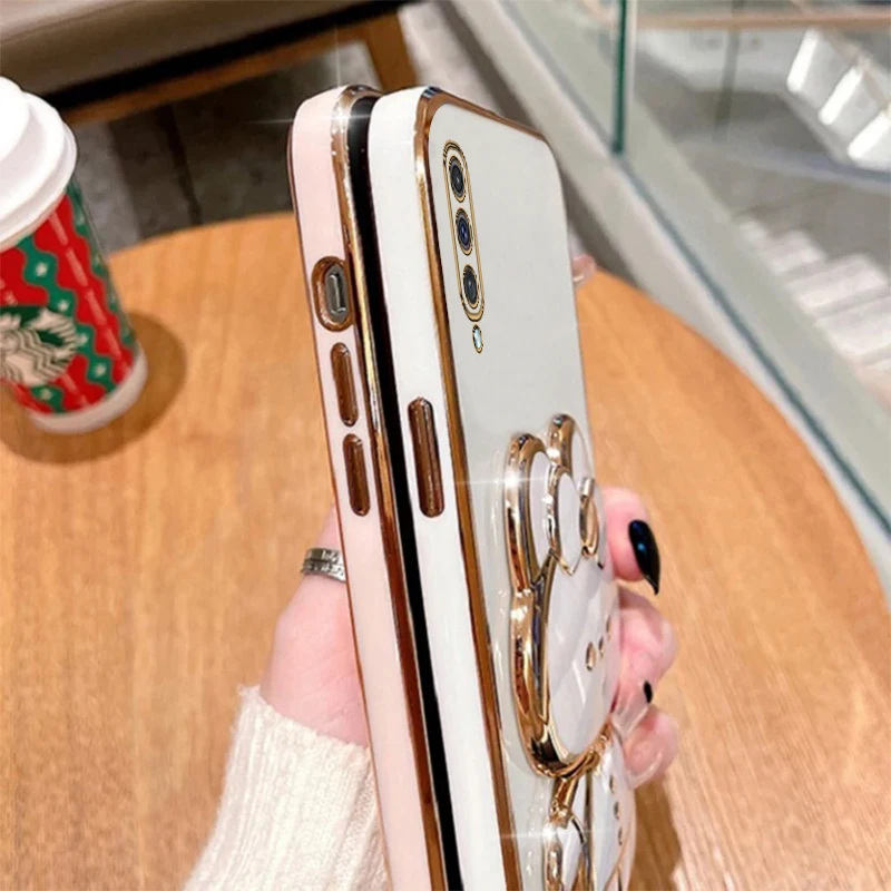 A 50 A 30S A 70 Makeup Mirror Cute Rabbit Phone Holder Case On For Samsung Galaxy A50 A50S A30S A70 Girl Woman Used Back Cover