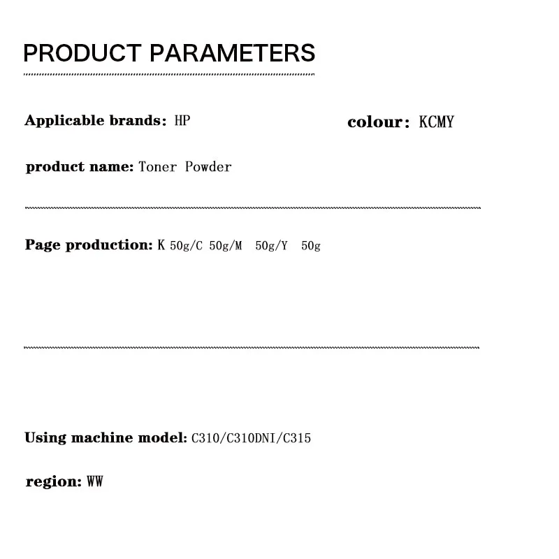 50g kcmy Toner pulver für xerox c310/c310dni/c315 006 r04356 006 r04364 006 r04360 006 r04368