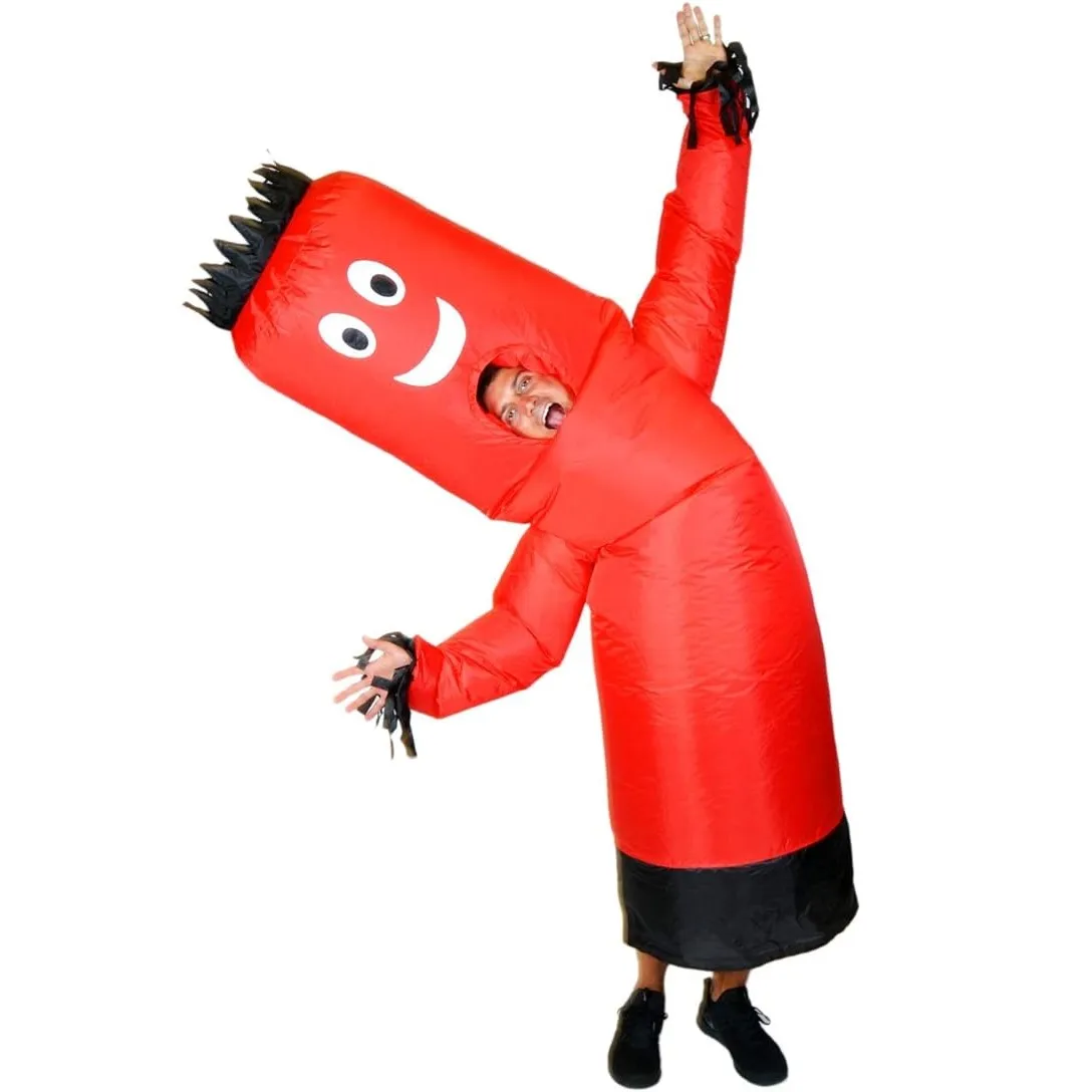 Air Dancers Inflatable Tube Man Costume - Wacky Waving Inflatable Tube Guy Blow Up Halloween Costume Adult Size