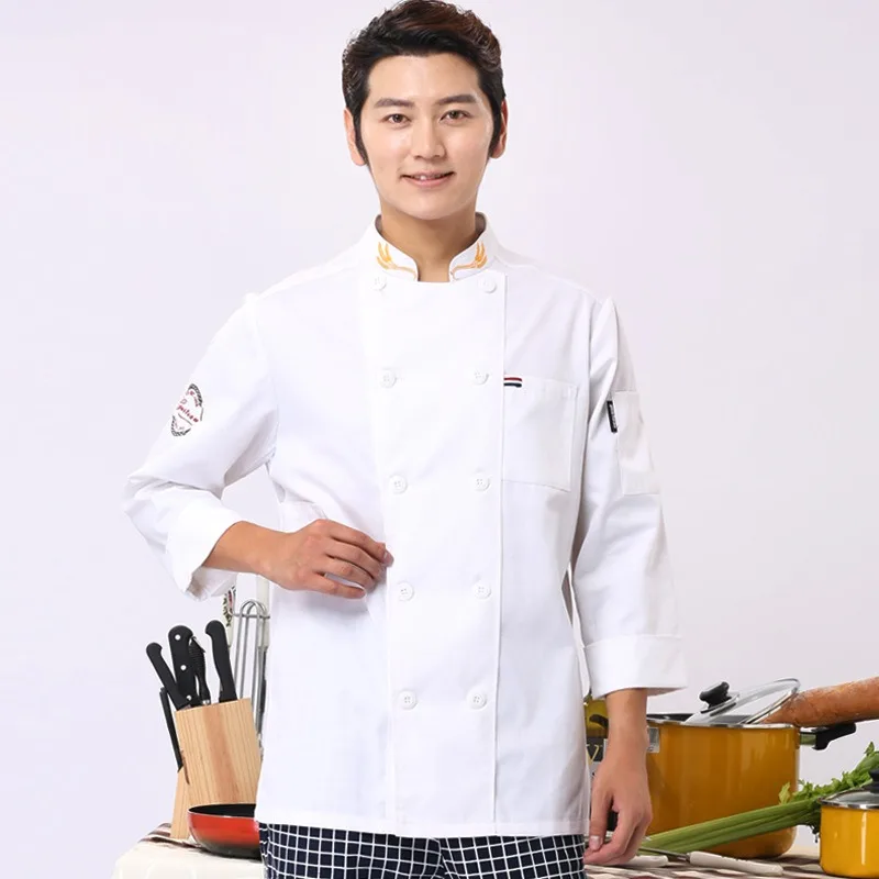 

Catering Chef Overalls Men's Hotel Restaurant Cafeteria Baking Pastry Back Kitchen Chef Clothes Long Sleeves