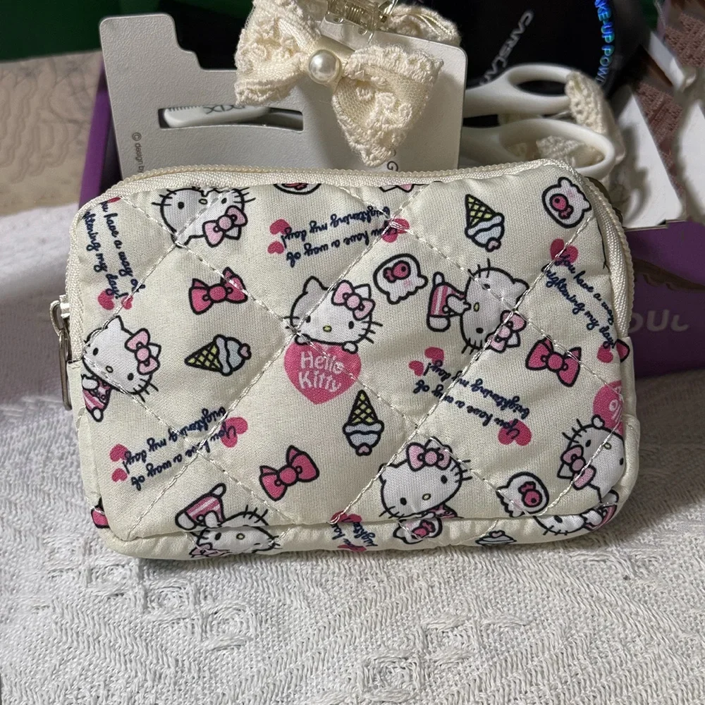 لطيف مرحبا كيتي جديد الكرتون المحفظة أنيمي محفظة حامل البطاقة عملة الحقيبة CCD حقيبة التخزين المناديل الصحية المنظم حقيبة مستحضرات تجميل #4