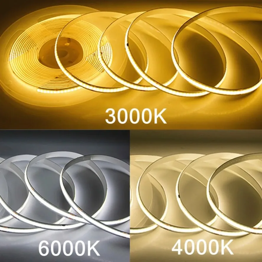 Imagem -02 - Inteligente ic Cob Led Strip Light Luzes de Fita Flexível Alto Brilhante 240 Leds Iluminação Linear Branco Quente Ra95 10m 220v sem Necessidade de Driver