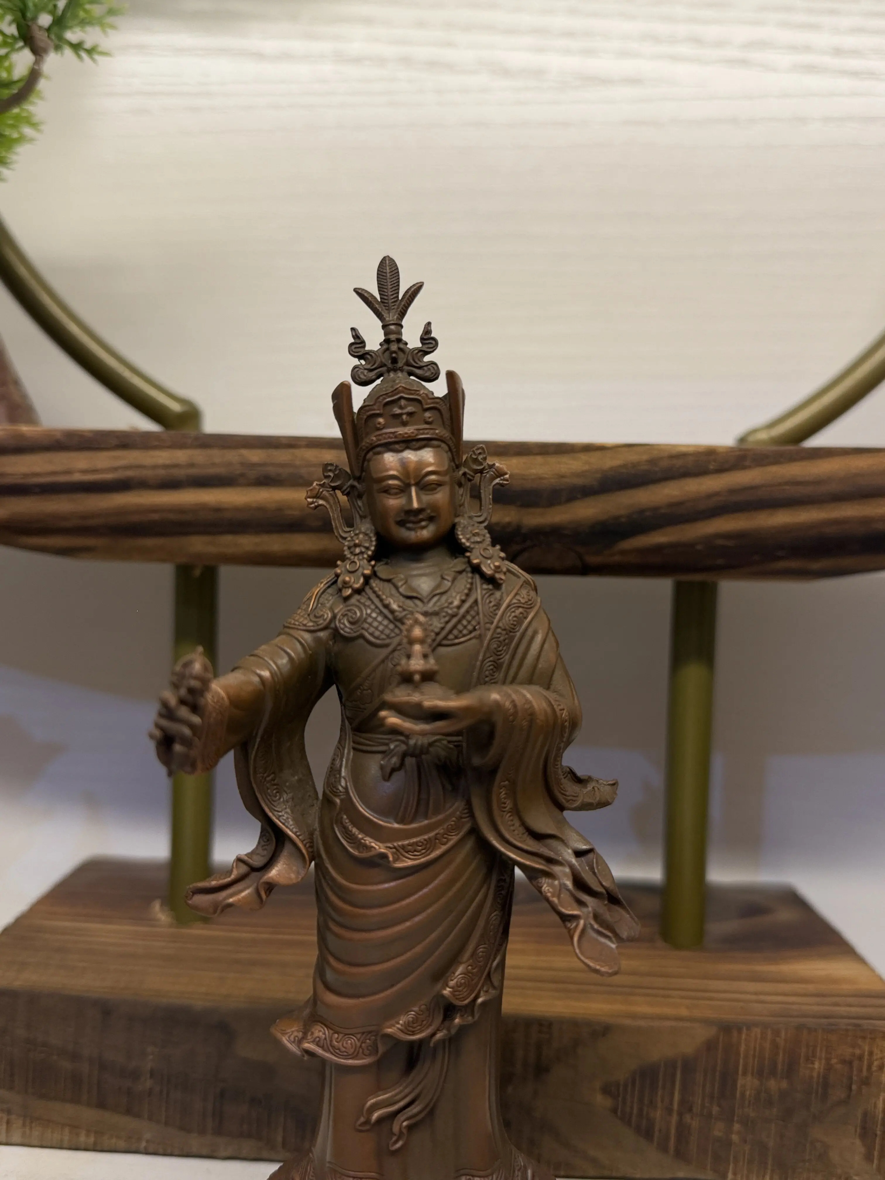 Standing posture Master Lotus Peanut height 15 cm pure copper old Buddha statue