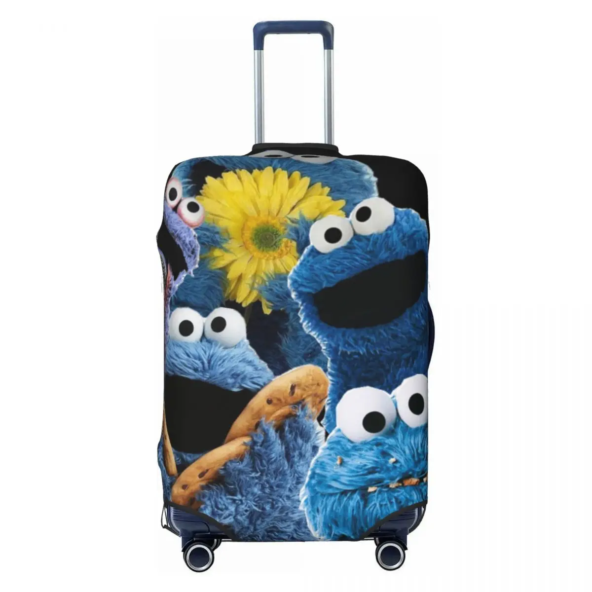 

Custom Cookie Monster Television Programs Suitcase Cover Washable Luggage Protective Covers for 18-32 inch