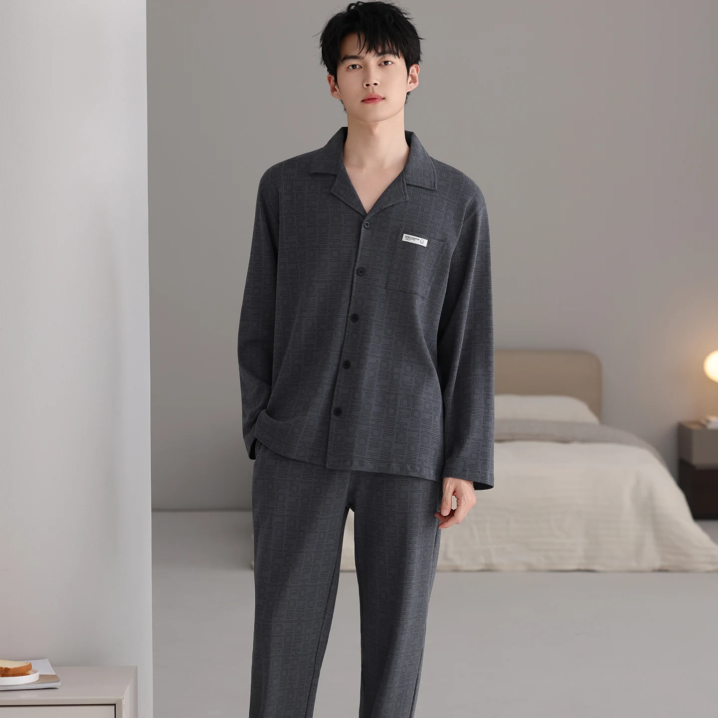 High Quality Plus Size L-6XL Men Pajamas Set 100% Cotton Casual Sleepwear Male Autumn Long Sleeve Pyjamas