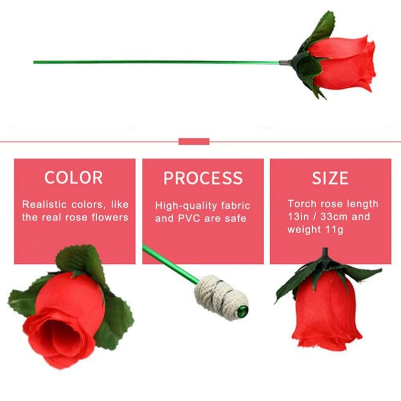 Hot Sale 10PCS Fire Magic Trick Rose Magic Flame Appearing Flower Magician Props For Girlfriend/Wedding Shows Or Valentine\'s Day