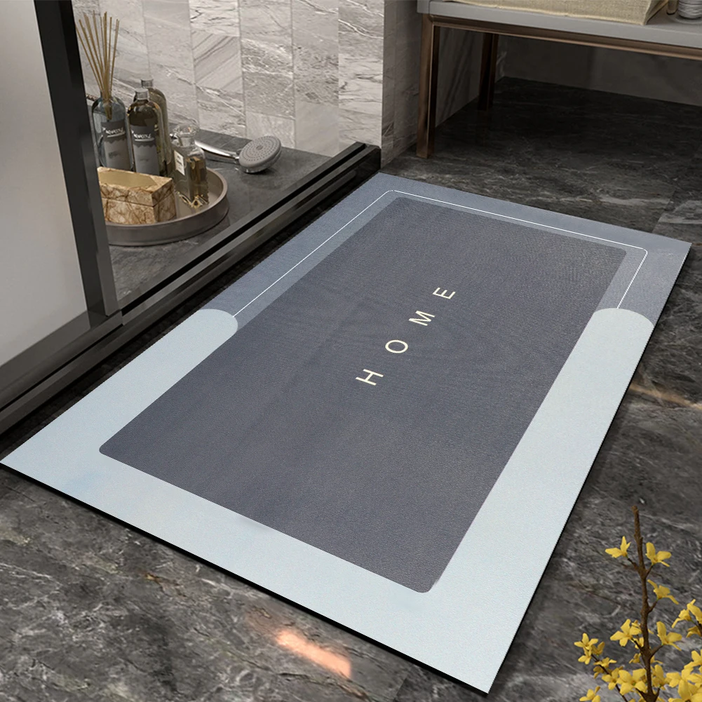 Easy Clean Blue 60x40cm Rectangle Super Absorbent Bathroom Rug Quick Drying Non Slip Durable Living Room Bath Mat Kitchen