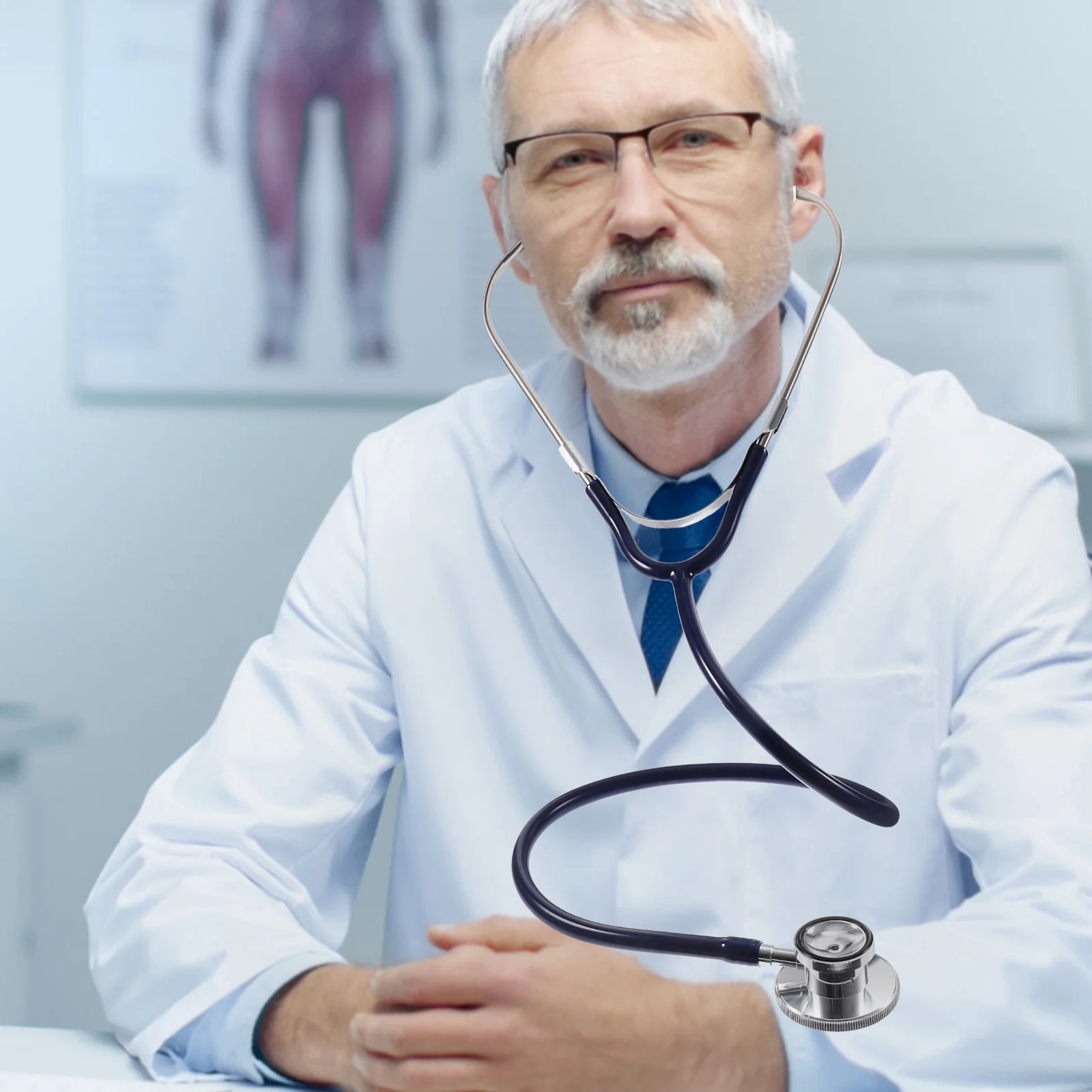 

Темно-синий портативный стетоскоп с двойной головкой, медицинское устройство для помощи в сердце, легких органов, осмотра, больничной клиники, использования в врачах