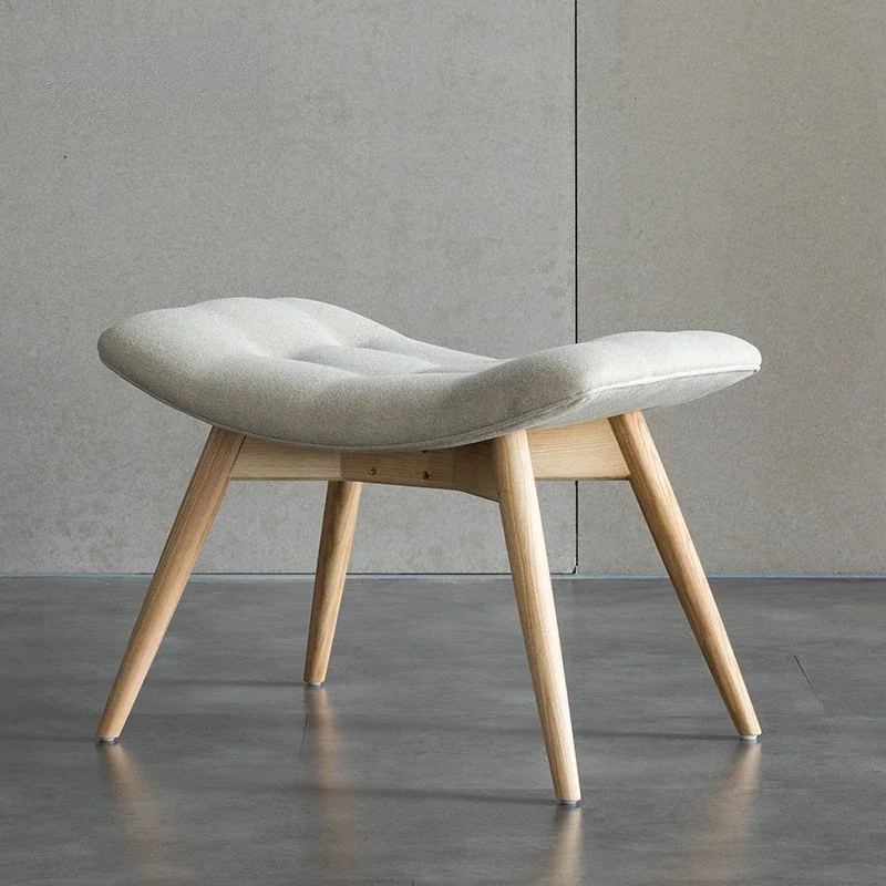 

l Nordic Furniture Simple Modern Shoe Changing Stool Single Sofa Leisure Stools Solid Wood Fabric Pedal Vanity Bench