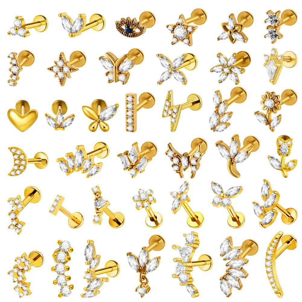 

1PC Stainless Steel Lip Studs Internal Thread Butterfly/Flower Ear Helix Tragus Cartilage Helix Earrings Body Piercing Jewelry