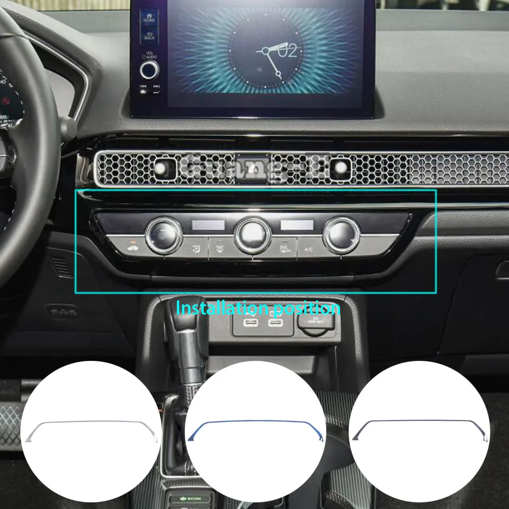 

For Honda Civic 11th Gen 2022 2023 2024 Stainless Steel Center Console Rotary Button Switch Trim Strip Decoration Accessories
