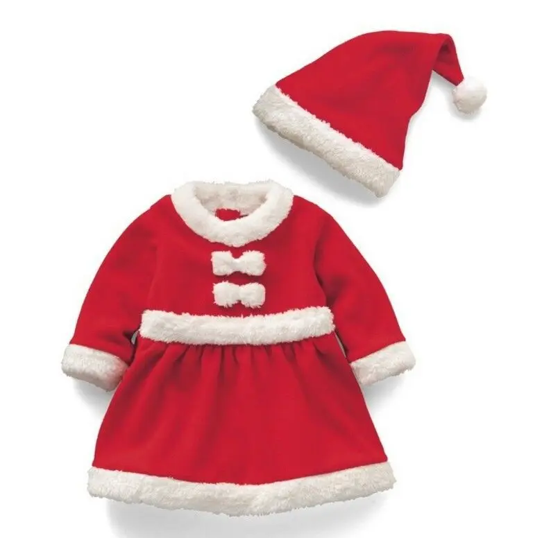 Children's Christmas costume Boys and girls cute woolen Santa Claus dress show costume Show costume