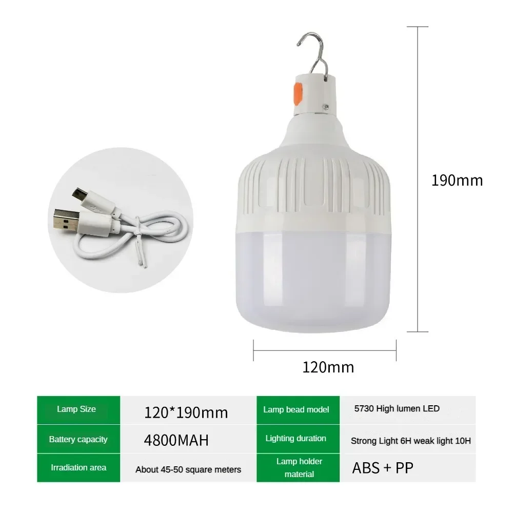 Lanterne portatili a LED da 300W lampadina ricaricabile, bancarella del mercato notturno, luce di emergenza ricaricabile antipioggia da campeggio all'aperto