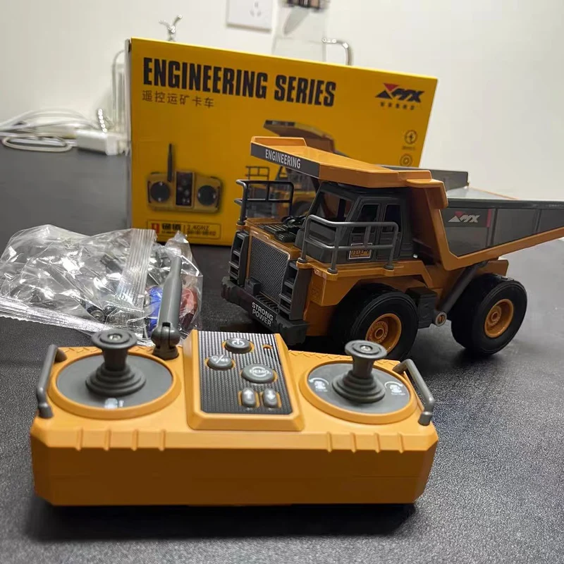 20 cm afstandsbediening dumper met licht en geluid educatief speelgoed één sleutel demo leuk bouwvoertuig cadeau voor kinderen