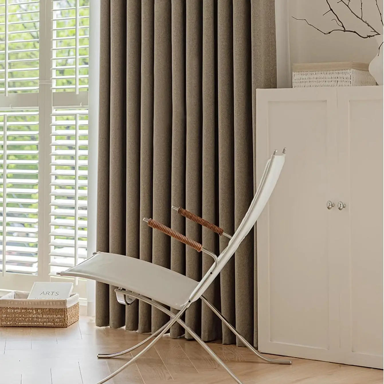 Japanese Cotton And Linen Curtains Bedroom Thickened Full Blackout Non-transparent Milk Tea Color Light-proof Sunshade Cloth