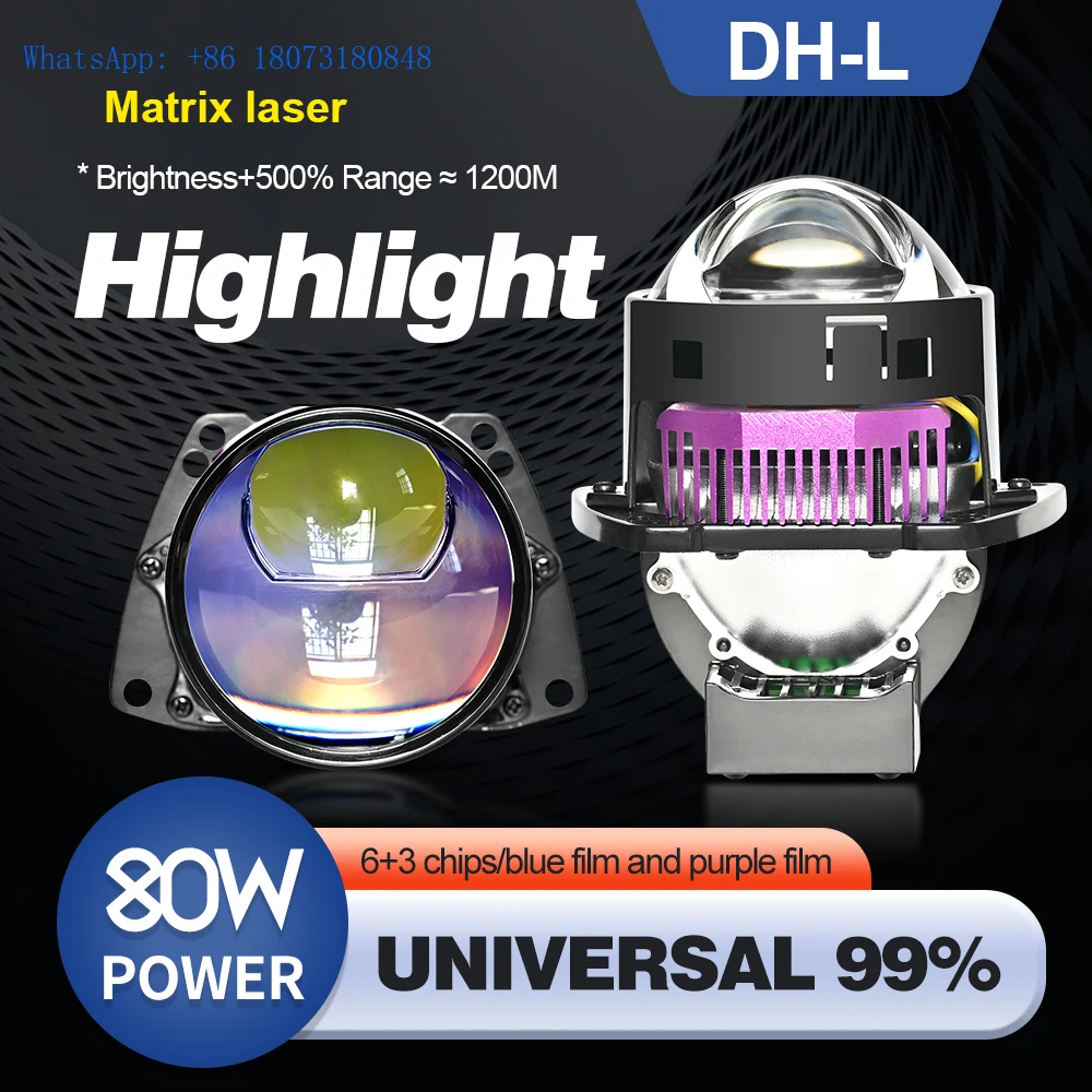 Hot Sale DH-L 75w High Power Led Car Headlight 6000K 12V 3.0inch Bi Led Projector Lens Laser Led Lights for Car Accessories 2024