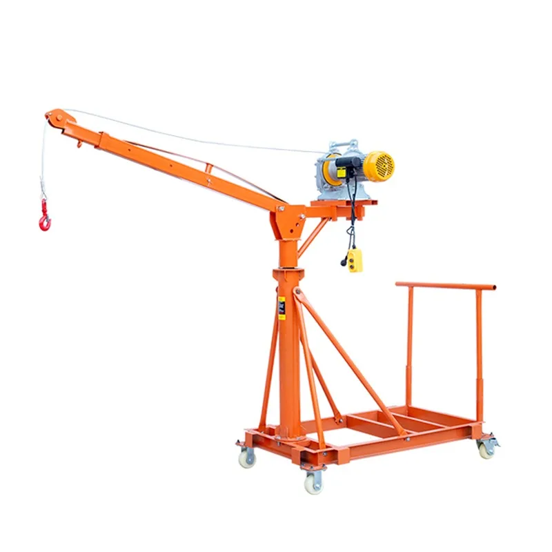 Mobile small crane hand-cranked electric household 220V hoist lifting machine retractable lifting machine