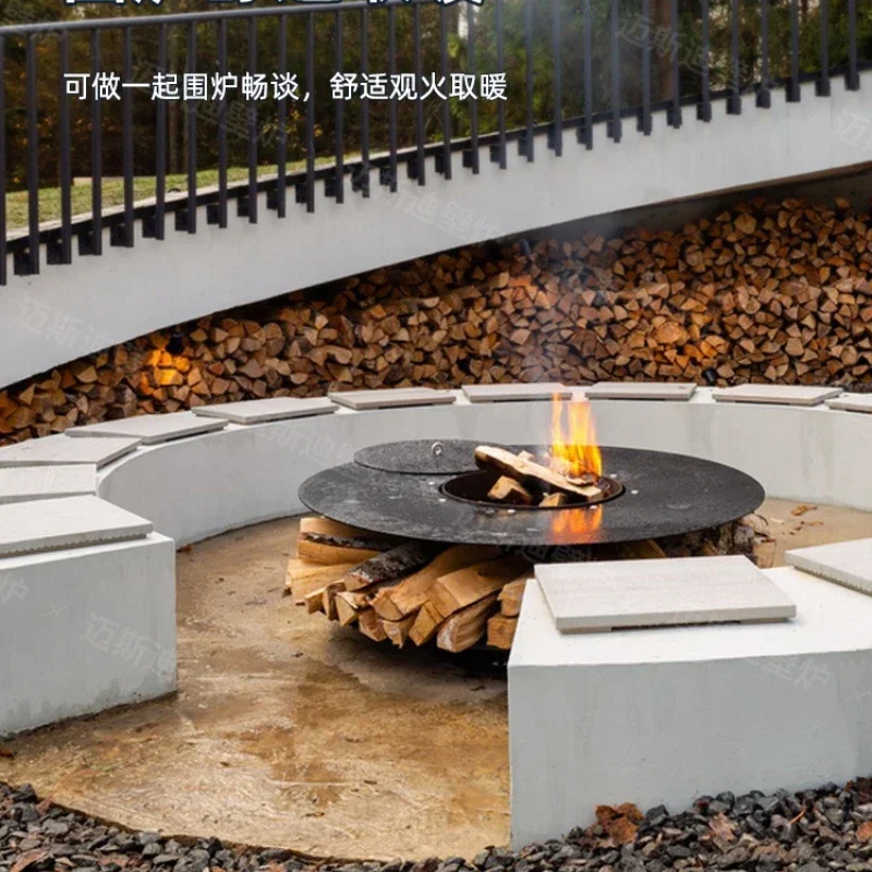 

Fireplace Marble Wood Decoration Real Fire Electronic Alcohol Burning Wood Heating Courtyard Villa round Customization