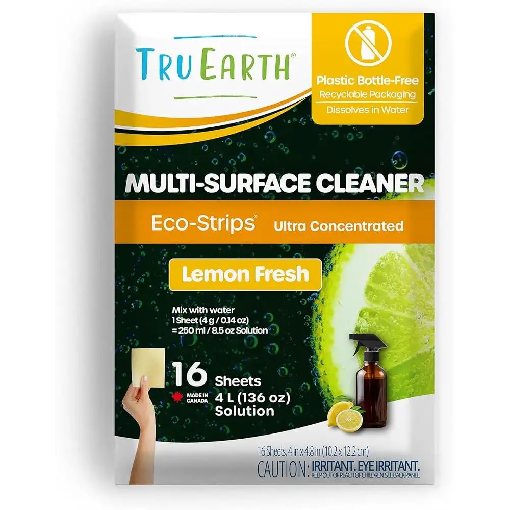 Eco-Friendly Multi-Surface Cleaner Eco-Strips All Purpose Concentrated Lemon Scent Non-Toxic Recyclable Cleaning Solution 16