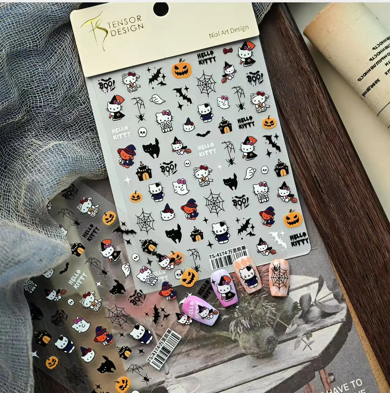 

Tomoni Cartoon 5D Hello Kitty Halloween Nail Sticker Anime Pumpkin is Weird Kuromi Stickers Nail Supplies DlY Christmas Stickers