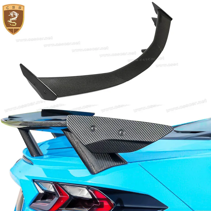 Car Rear Wing Trunk Spoiler Air Deflector Dam Tail Decoration For Chevrolet Corvette C8 CSS Style Carbon Fiber Look Tail Wing