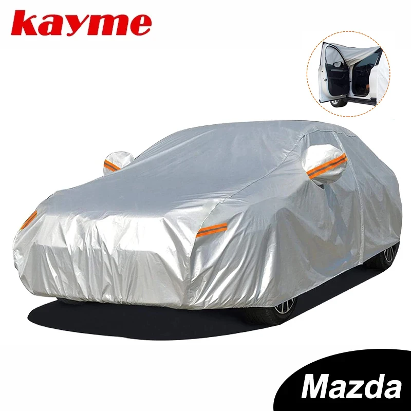 Kayme Waterproof Full Car Covers Sun Dust Rain Protection Car Cover Auto Suv Protective For Mazda 3 2 6 5 7 CX-3 CX-5 CX-7 Axela