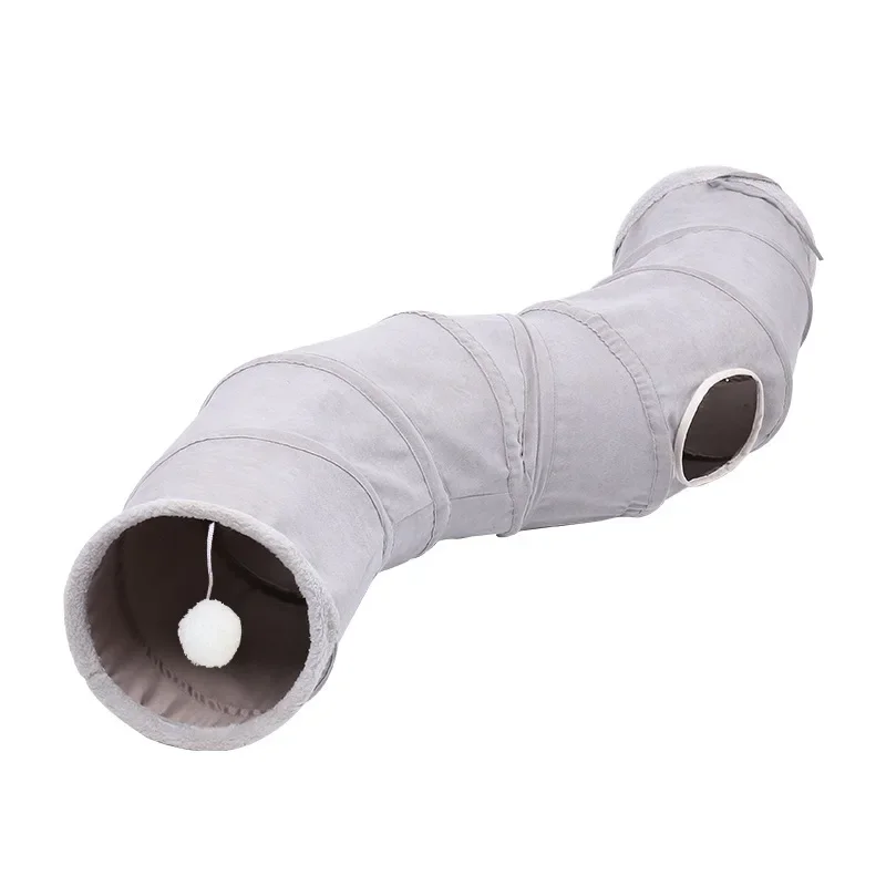 Pet Products New Suede S shaped Cat Tunnel Toy, Foldable Channel Self-Hi Cat Toy