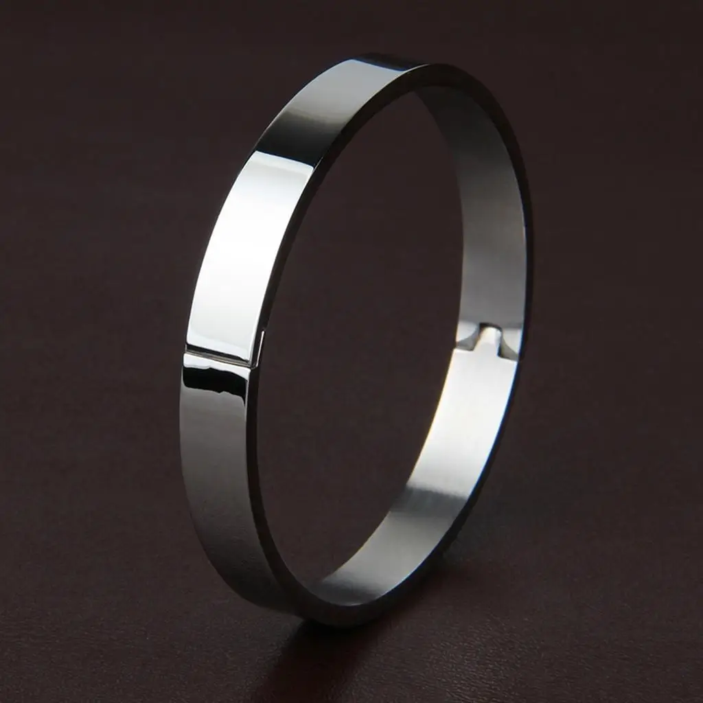 Fashion Simple Stainless Steel Bangle Bracelet Plain Design Polished Strap Wristband for Men and Women Gifts