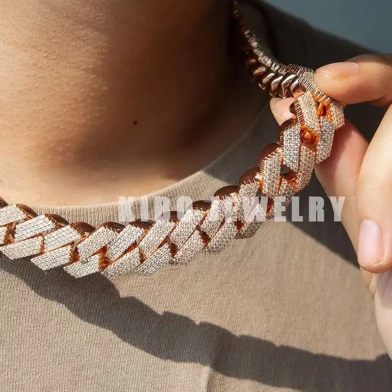 

Classic 18mm 4 Row Cuban Necklace Iced Out d Color Vvs Moissanite S925 Cuban Chain Custom Hip Hop Moissanite Cuban Link Chain