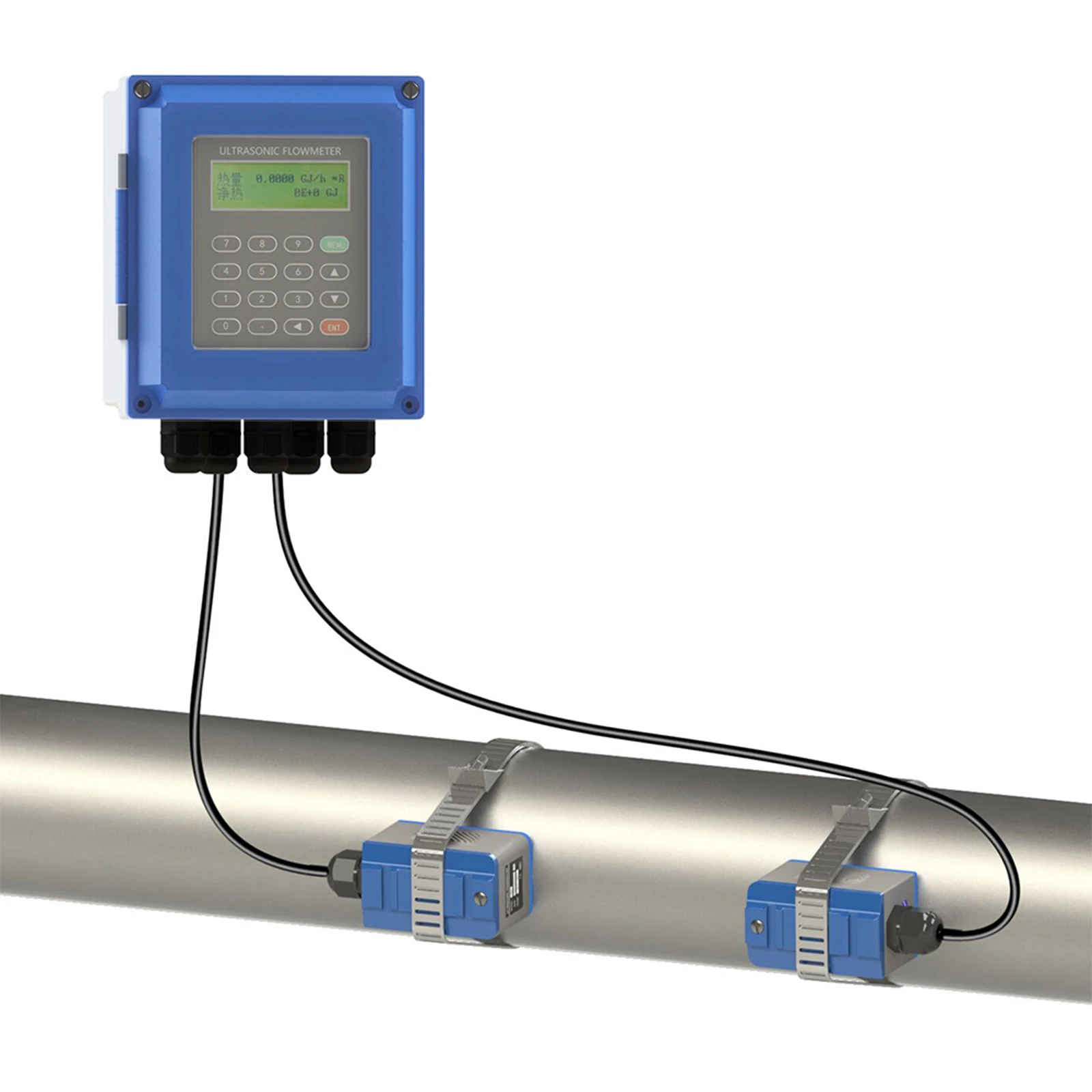 Tuf-2000b Host Ultrasonic Flowmeter Wide Pressure Us Standard Accuracy ±1%, Ts-2 Ultrasonic Transducer, Tm-1 Ultrasonic Transducer, Signal Cable, And 2 Steel Belts Storage Record