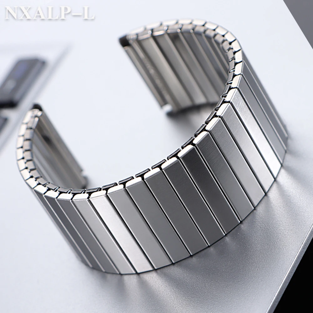 18 مللي متر 20 مللي متر 22 مللي متر الفولاذ المقاوم للصدأ مطاطا تمتد حزام لهواوي لسامسونج غالاكسي ساعة ذكية الفرقة المعادن توسيع معصمه