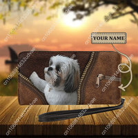 Women's Wallet Shih Tzu Print Wallets Personalized Dogs Name Handbags Wild Long Zipper Clutch Bag Woman Purse Dog Lovers Gifts