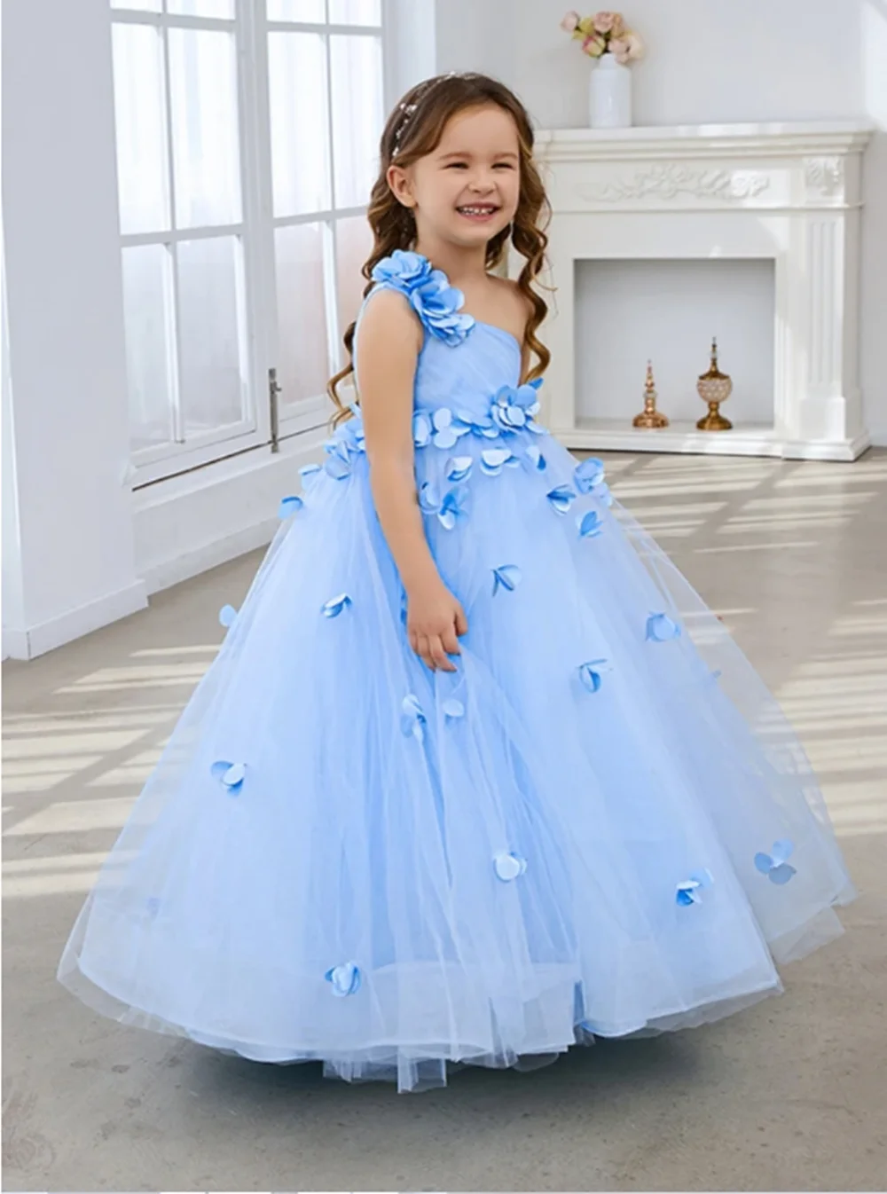 Flower Girl Dress Baby Toddler Tulle Birthday Gown Kids Clothes For Wedding Birthday Party Short Sleeve Gown