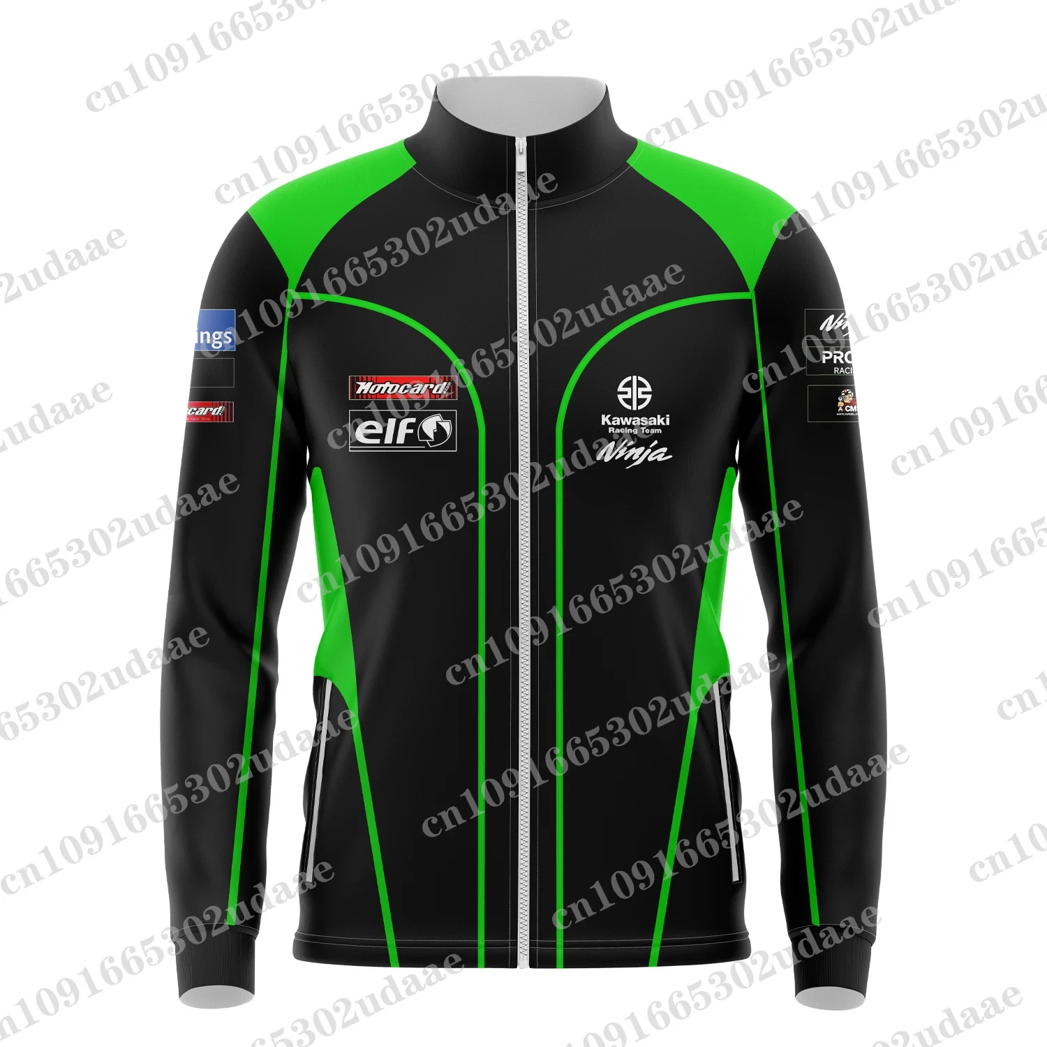 Spring and Autumn Men\'s Kawasaki Motorcycle Racing Competition Street Leisure Sports Zipper Collar Jacket Sportswear