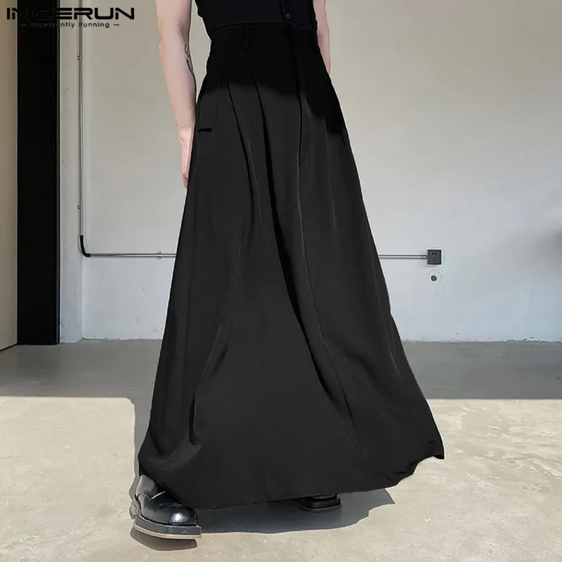 Casual Fashion Style New Men's Trousers INCERUN Solid Color Simple Pantalons Hot Sale All-match Wide Leg Skirts Pants S-5XL 2023