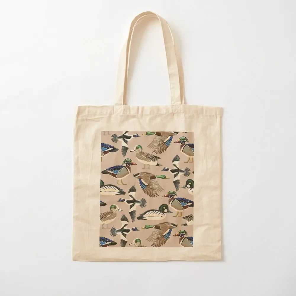 

American Duck Species Pattern in Tan Tote Bag Women bags shopper bags for women Canvas shoulder bag Tote Bag