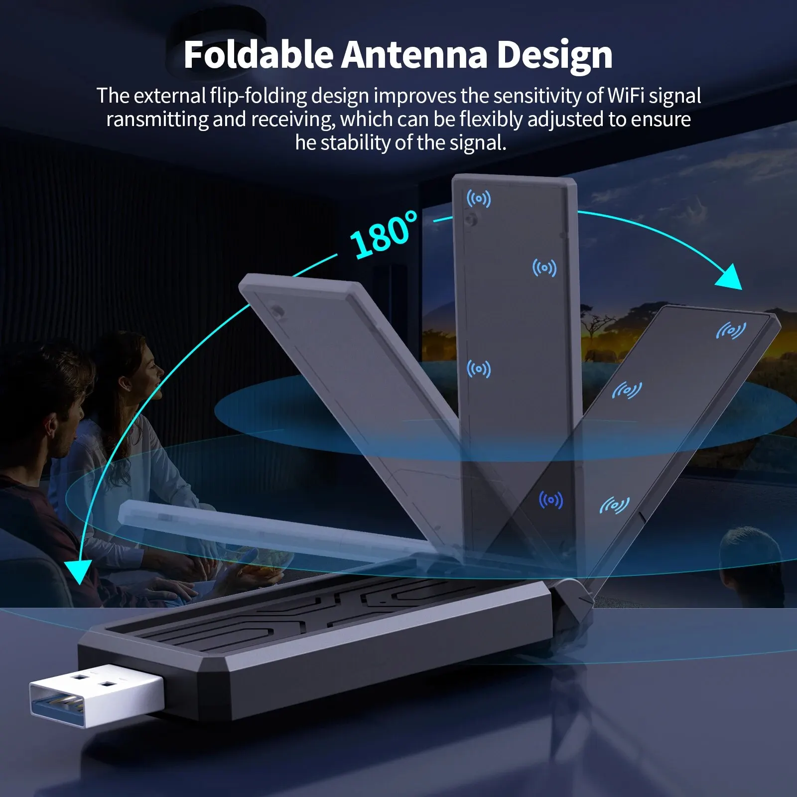 DBIT Wi-Fi Adaptador AX5400 Tarjeta de red USB Wifi 6e Tri-Band Dongle para PC Desktops Laptop Windows 10 11 Driver Free