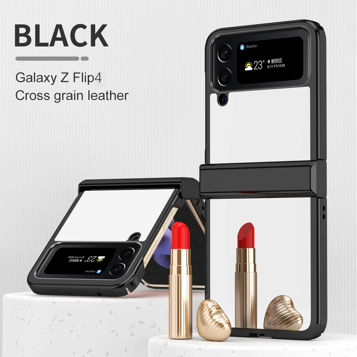 3in1 Electroplated Glossy Makeup Mirror 360 Full Cover for Samsung Galaxy Z Flip 4 Flip4 Hard Plastic Hinge Protection Back Case