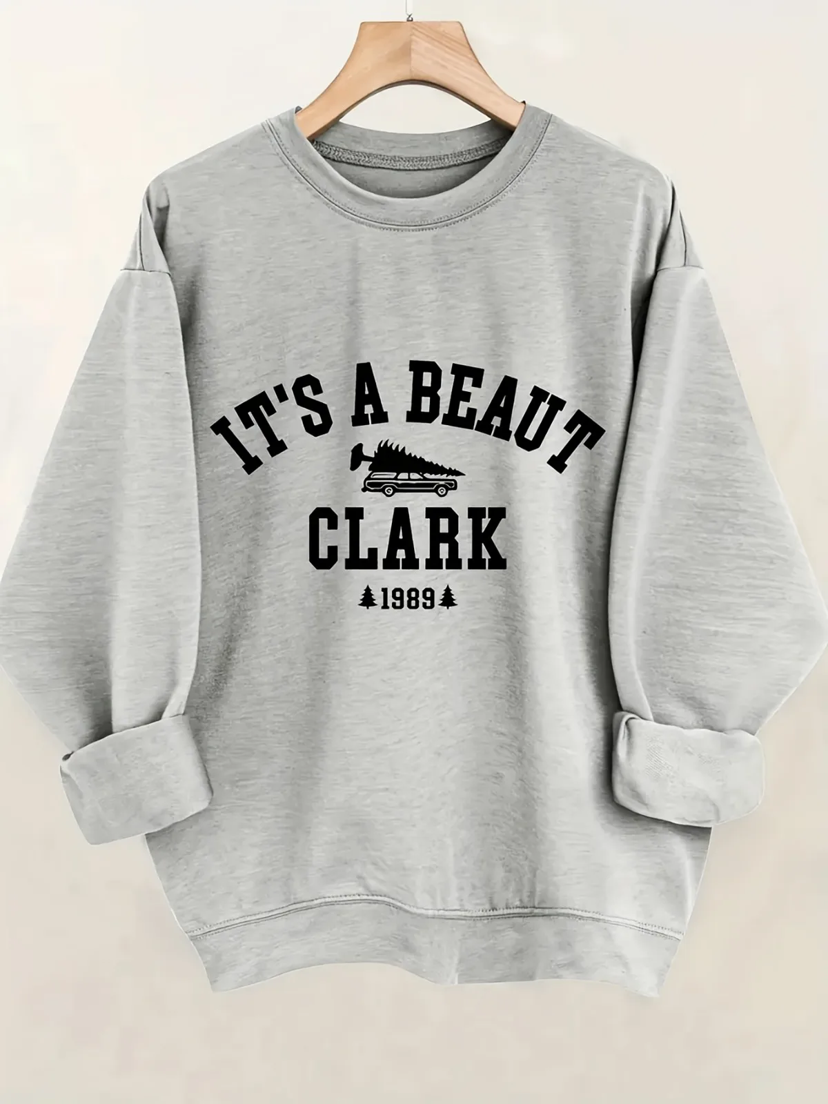 Sudadera con cuello redondo estampada "It's A Beaut Clark" informal y moderna para mujer, adecuada para fiestas, vacaciones, jerseys de regalo