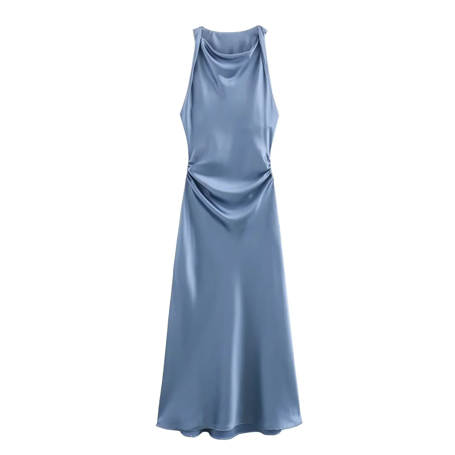 Zomerjurken van satijn voor dames 2026, slip midi jurk, sexy avondjurk, mouwloos, elegante jurken voor vrouwen