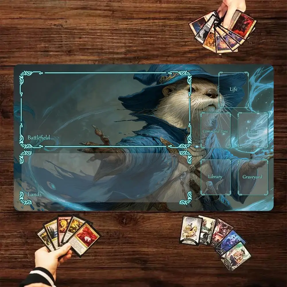 

Magic Card Playmat with zone Blue magic robe otter MTG playmat gathering gaming mats Desk Mat Commander Battle playmat magic rug