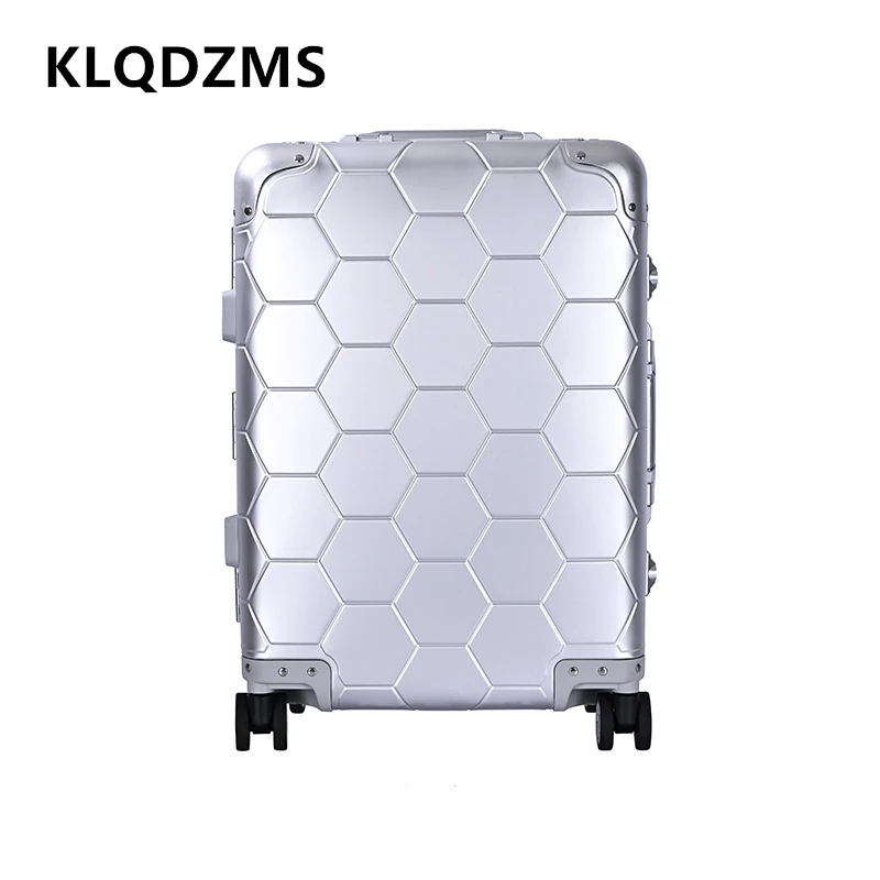 حقيبة KLQDZMS للرجال جميع سبائك الألومنيوم والمغنيسيوم صندوق الصعود 20 بوصة حقيبة تروللي بعجلات الأعمال أمتعة السفر المحمولة للنساء