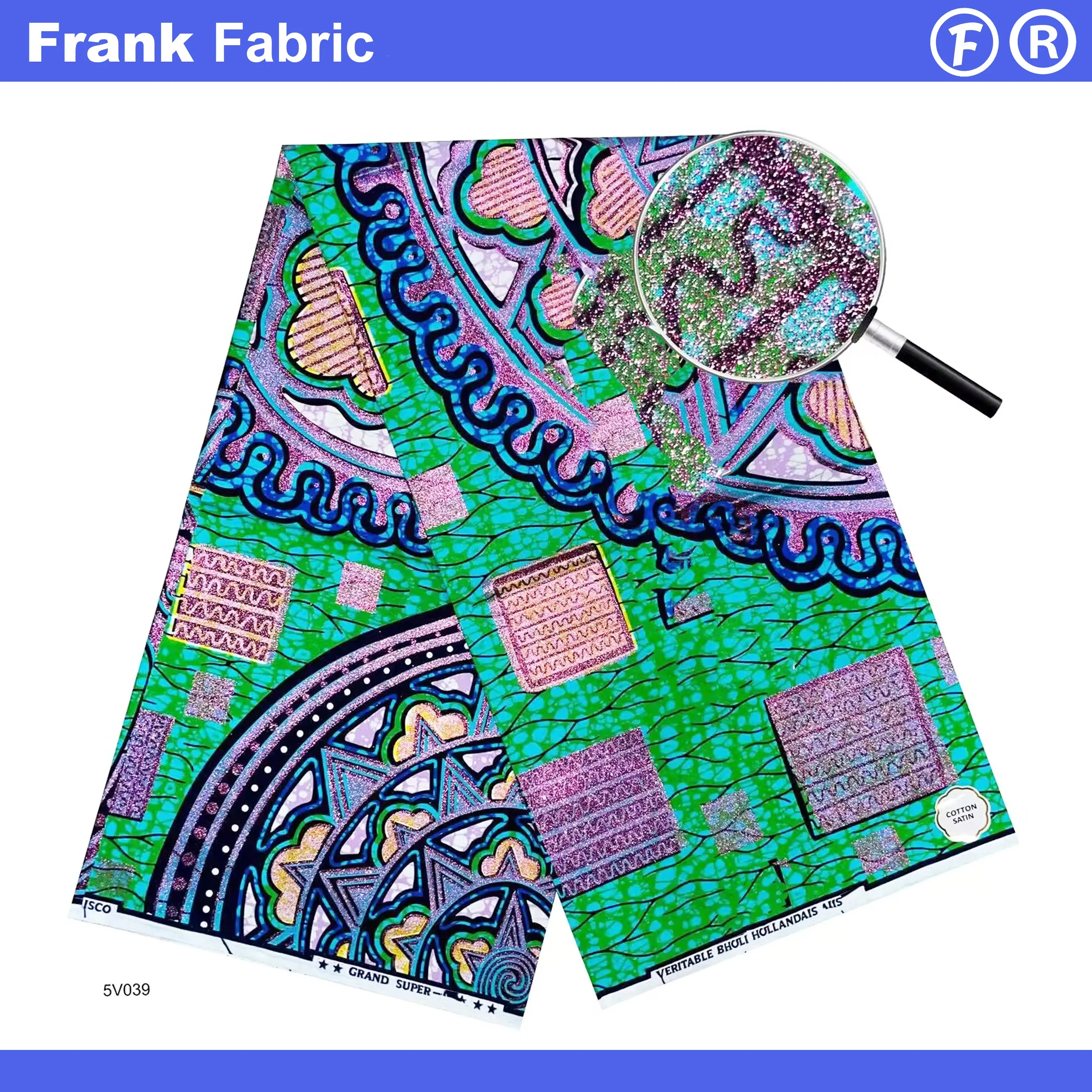 

Grand Super Glitter Glam Голландская ткань в африканском стиле батик, 6 ярдов, Анкара, воск, золотой принт, хлопковая ткань, материал для платья FF2508.87