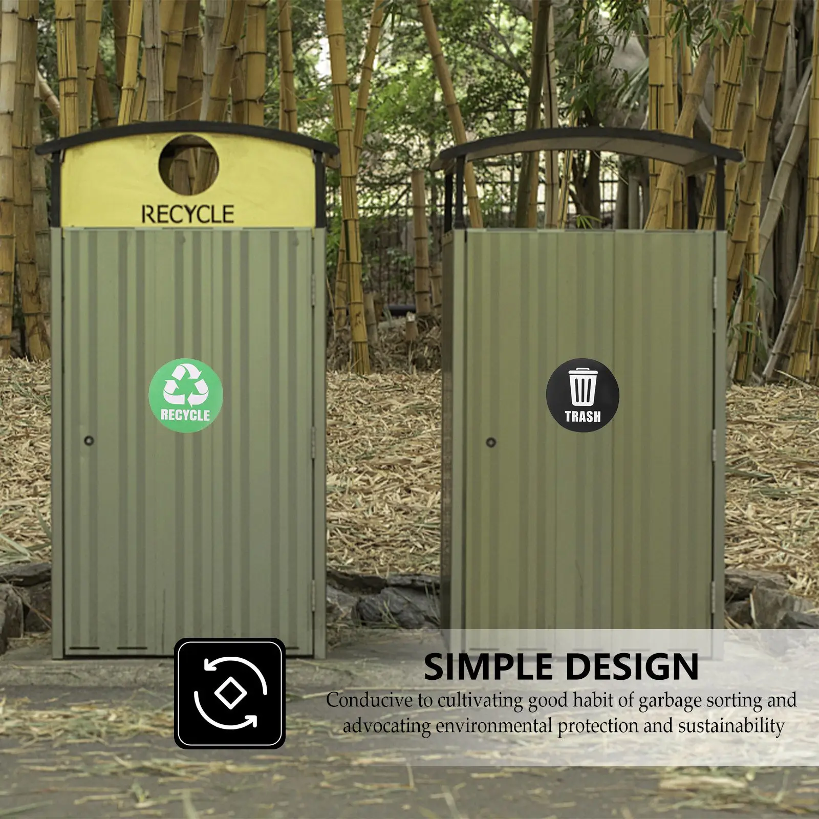 12 Pcs Garbage Sorting Stickers Recycling Trash Can Labels PVC Material Practical Waterproof Easy to Use Traffic Safety