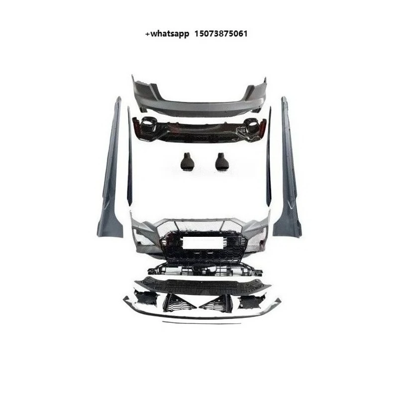 

PP Car Bumpers for A6 C8 2019-2021 to RS6 Model With Bumpers ABS Grille Side Skirts Rear Diffuser Tail Pipes