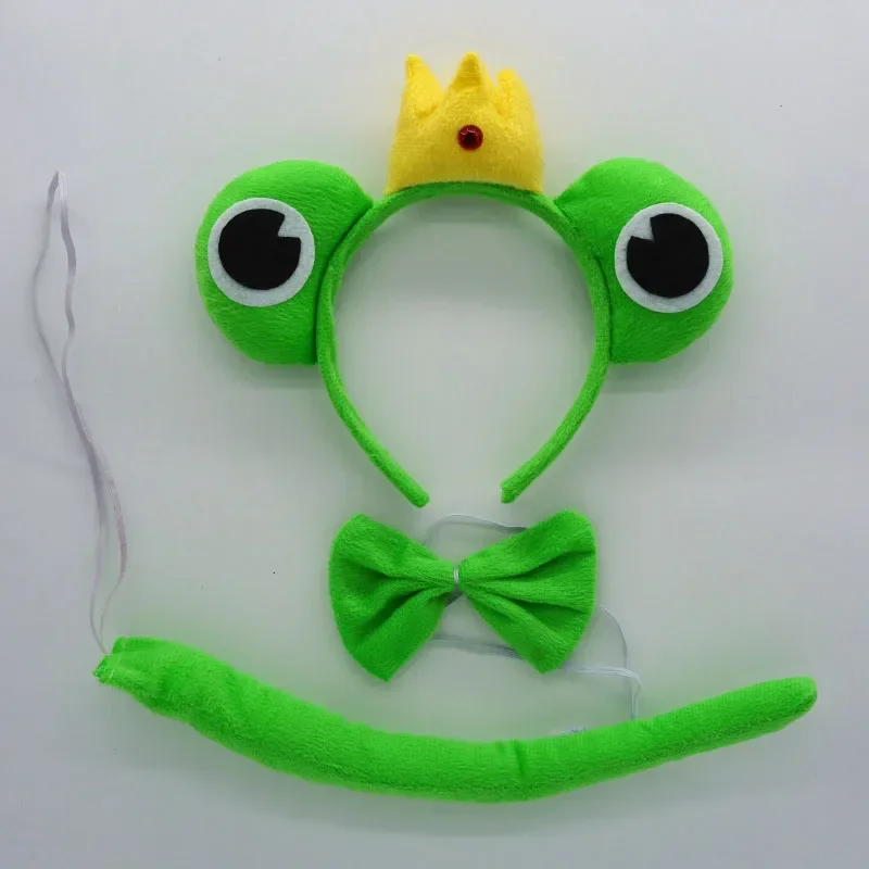 Erwachsene Kinder Plüsch Junge Tier Kaulquappe Grüner Frosch Stirnband Fliege Schwanz Pfoten Geburtstag Party Cosplay Kostüm Halloween Weihnachten