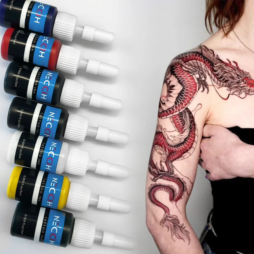 

7PCS Tattoo Ink 7-Color Tattoo Ink Set, Tattoo Pigment Set, Tattoo Supplies Professional Supply For Body Art Long Lastingts