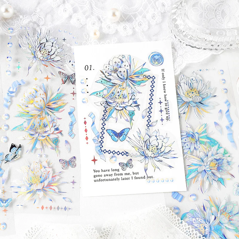 3 Pieces Large - size Flower Long - strip Stickers, Exquisite Rose & Peony Patterns, Ideal for Journal Decoration & Scrapbooking