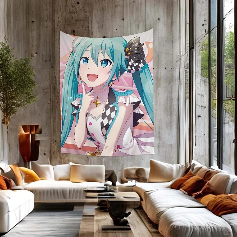 1PC Virtual Idol H-Hatsunes M-MikU Tapestry Printed Large Wall Tapestry Art Science Fiction Room Home Decor Decor Blanket