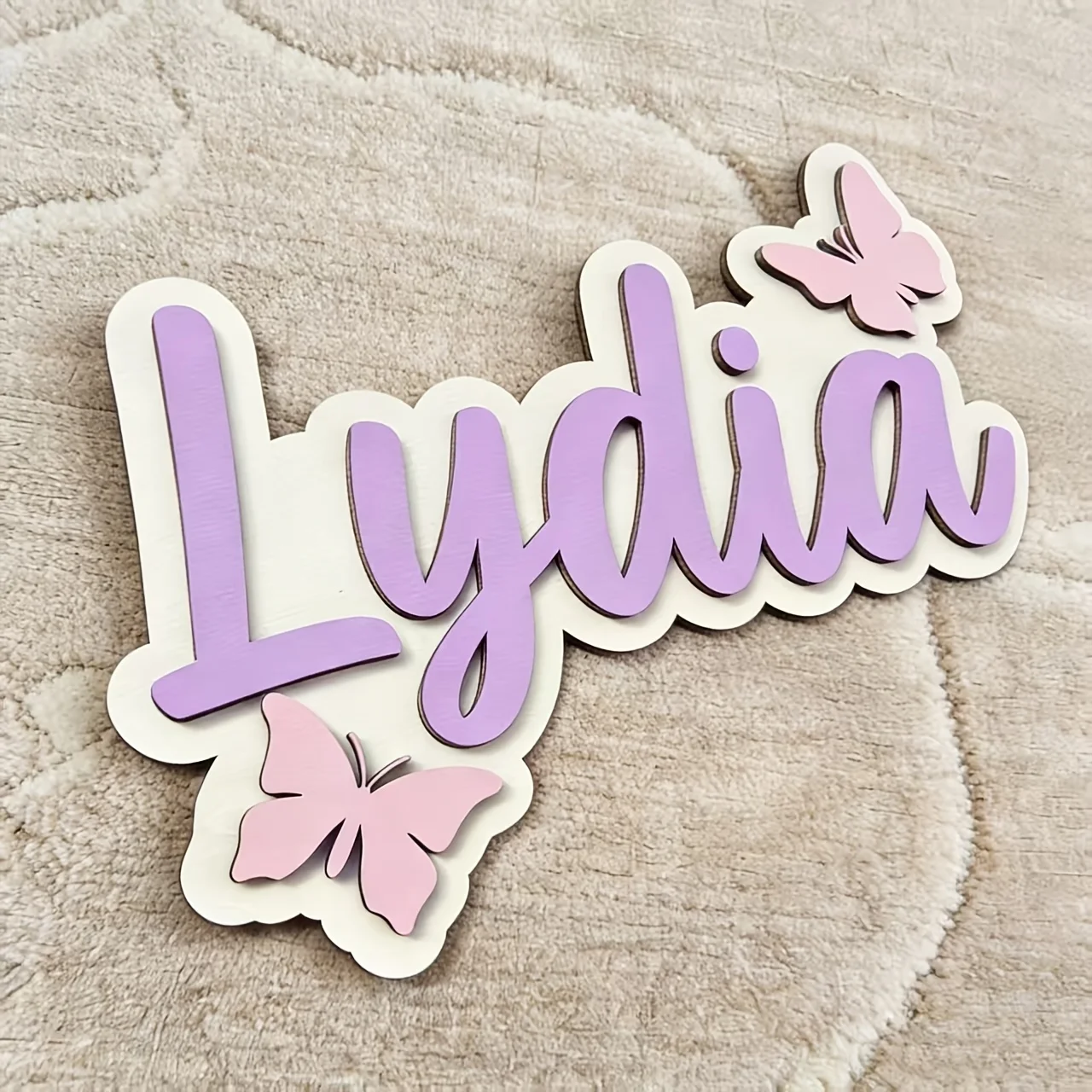 Personalized Blue & Pink Butterfly Name Room Sign, Customizable Pastel Door Plaque, Nursery Bedroom Decor, Sweet Gift view 4